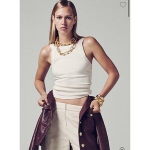 J. Crew Plus NWT‎ Vintage Ribbed Modal Stretch Wide-Strap Tank top Natural 2XL